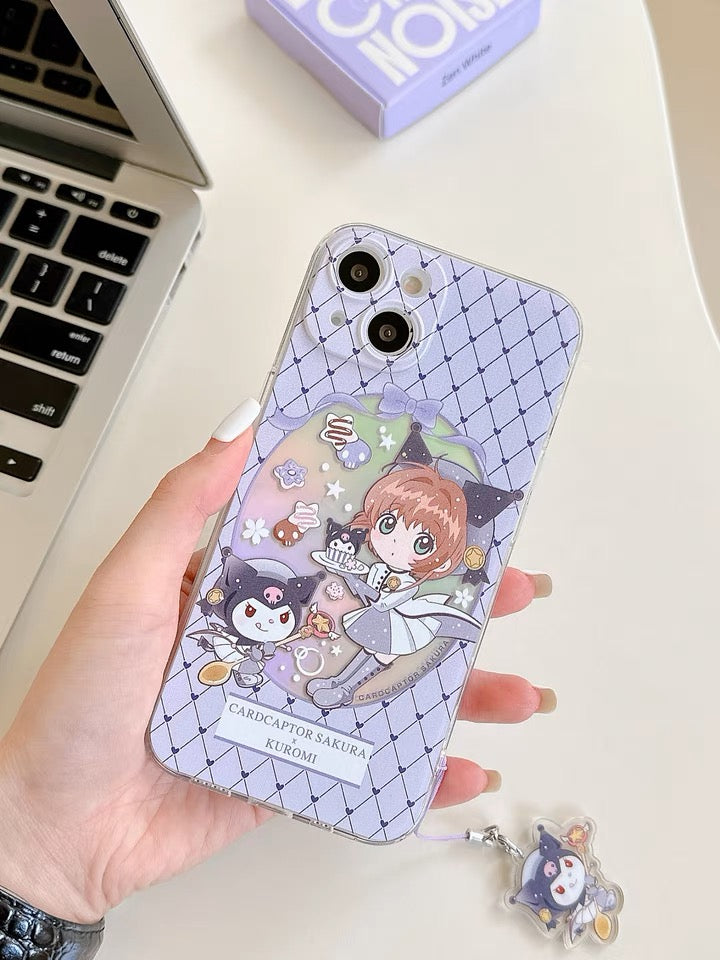 Japanese Cartoon CardCaptorSakura Cafe Maid Laser Version with KU CN PN iPhone Case 6 7 8 PLUS SE2 XS XR X 11 12 13 14 15 16 Pro Promax 12mini 13mini KawaiiGiftLand