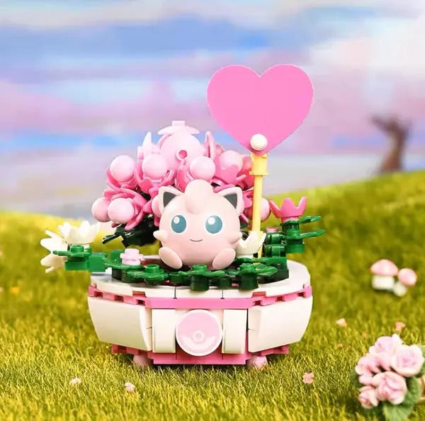 Pokemon Jigglypuff Flowerpot Potted Plant Building Blocks Toy Collections
