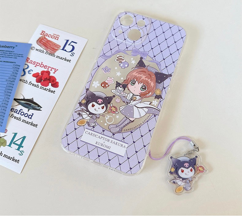 Japanese Cartoon CardCaptorSakura Cafe Maid Laser Version with KU CN PN iPhone Case 6 7 8 PLUS SE2 XS XR X 11 12 13 14 15 16 Pro Promax 12mini 13mini KawaiiGiftLand