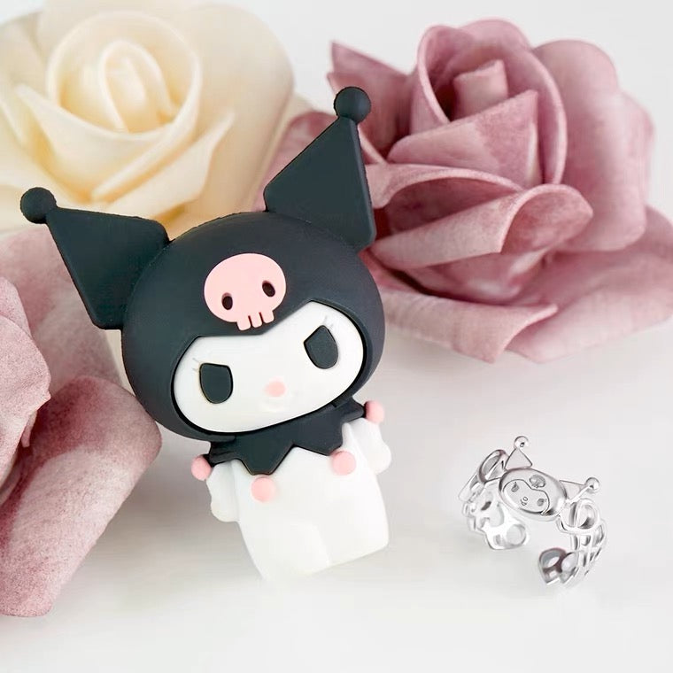 Sanrio Kuromi I.Love.Kuromi 925 Silver Ring with Ring Box KawaiiGiftLand