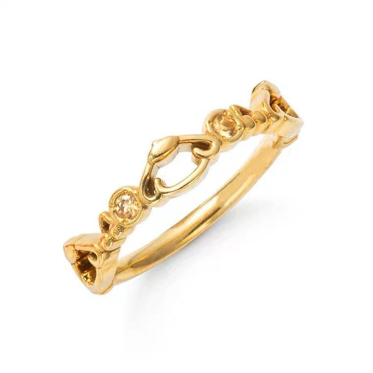 Sanrio Pompompurin with Yellow Stone 925 Sterling Golden Ring with Ring Box KawaiiGiftLand