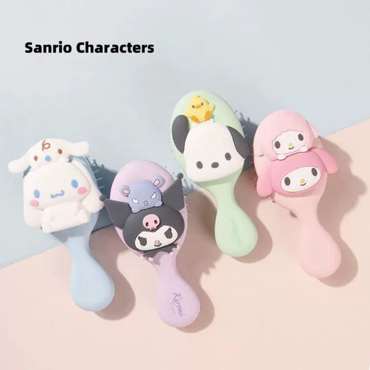 Sanrio My Melody Kuromi Cinnamoroll Pochacco with Friend Mini Paddle Brush Comb KawaiiGiftLand