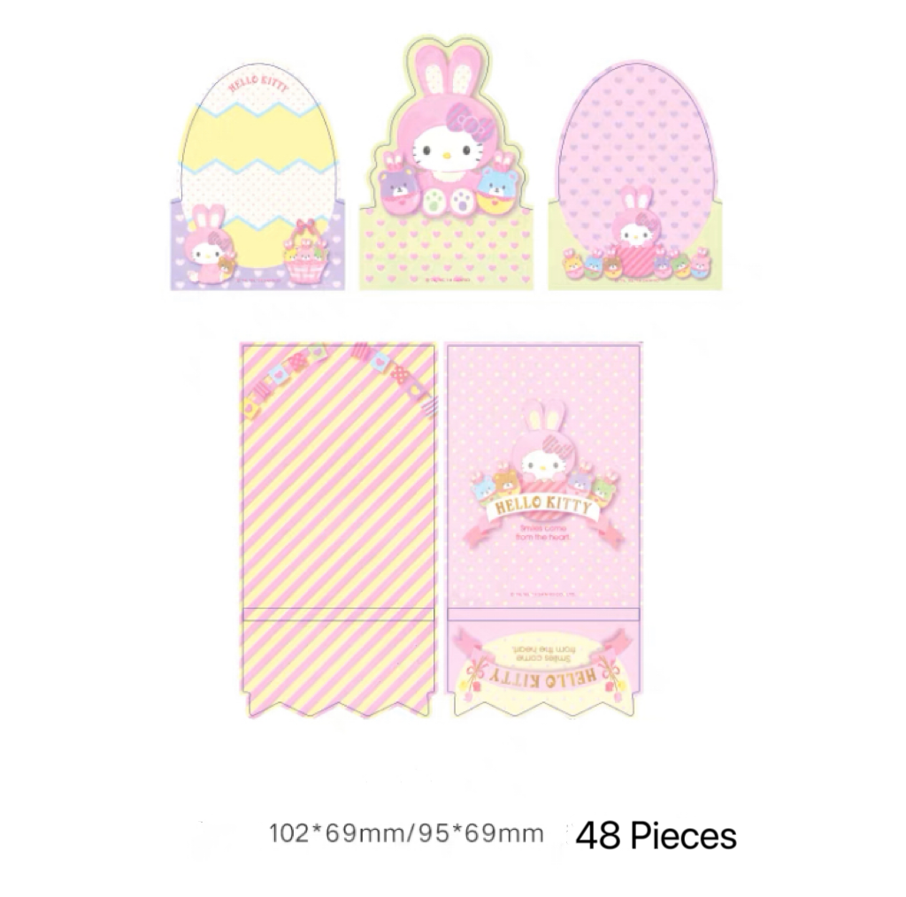 Sanrio Easter Bunny Memo Pad | Hello Kitty My Melody Kuromi Cinnamoroll Pompompurin Pocahcco - 3 Style 48 Sheets KawaiiGiftLand