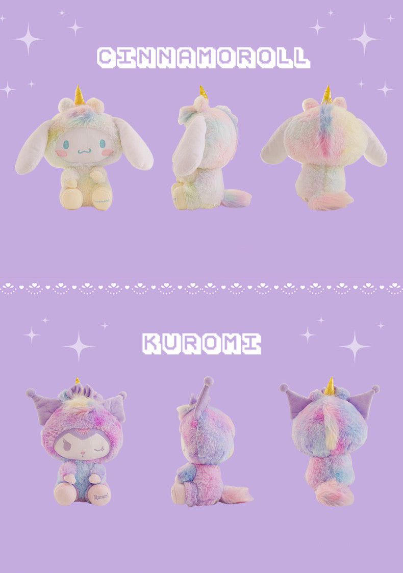 Sanrio Pastel Unicorn Party | Kuromi Cinnamoroll Plush Doll - 28cm Children Gift KawaiiGiftLand