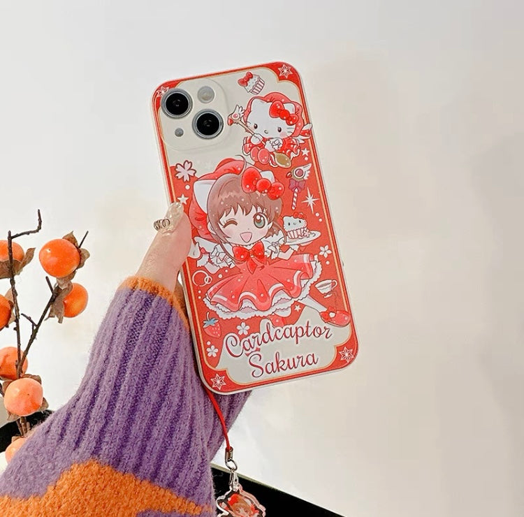 Colour Japanese Cartoon CardCaptorSakura Cafe Maid with KT MM KU CN PN iPhone Case 6 7 8 PLUS SE2 XS XR X 11 12 13 14 15 16 Pro Promax 12mini 13mini KawaiiGiftLand