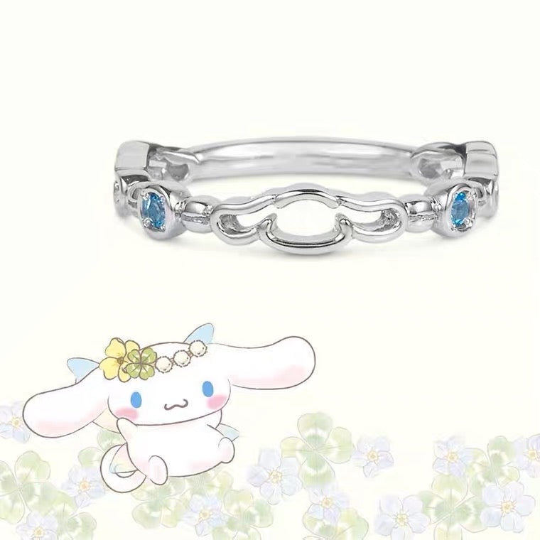 Sanrio Cinnamoroll with Blue Stone 925 Sterling Silver Ring with Ring Box KawaiiGiftLand