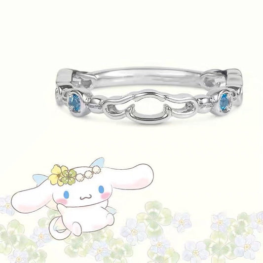 Sanrio Cinnamoroll with Blue Stone 925 Sterling Silver Ring with Ring Box KawaiiGiftLand