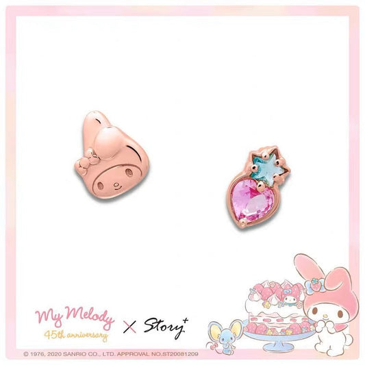 Sanrio My Melody with Strawberry 45th Annversary 925 Earrings Rosegold Silver with Box KawaiiGiftLand