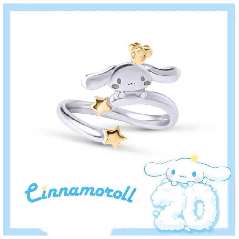 Sanrio Cinnamoroll 20th Annversary 925 Sterling Silver Ring Gold & Silver with Ring Box KawaiiGiftLand
