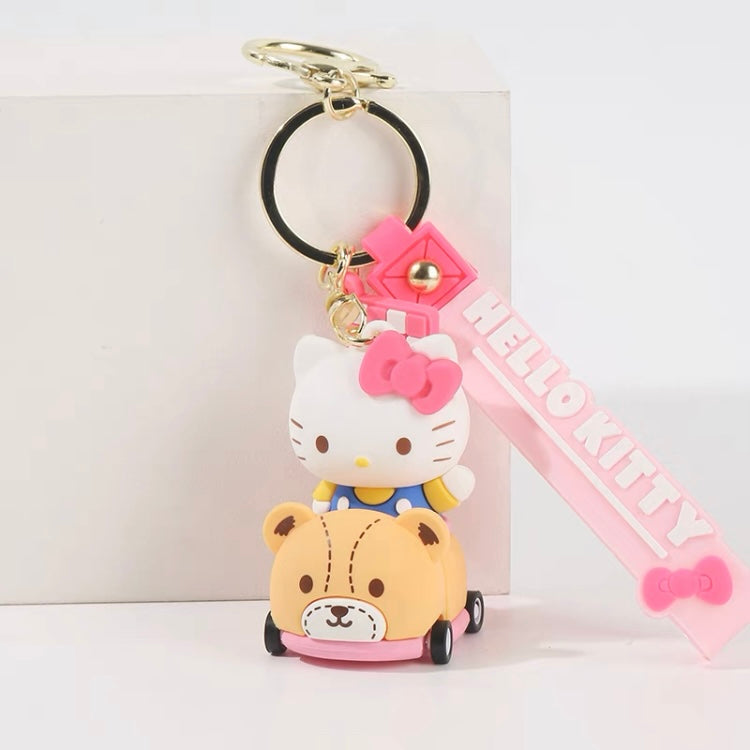 Sanrio Cute Racing Car Keychain - Hello Kitty My Melody Kuromi Cinnamoroll KawaiiGiftLand