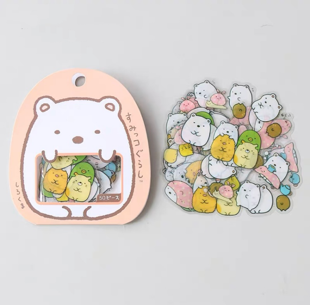 San-X Sumikko Gurashi Sticker Set | Shirokuma Neko Penguin? Tonkatsu - 10 Style 50 Pieces KawaiiGiftLand