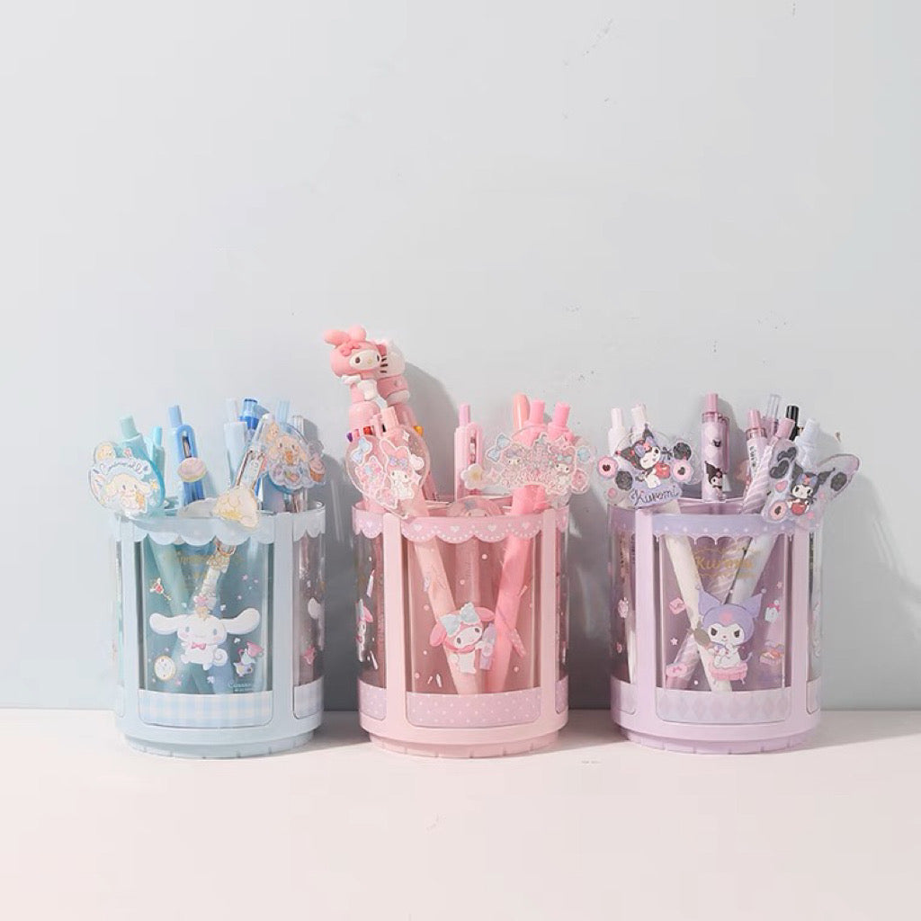 Sanrio My Melody Kuromi Cinnamoroll Spin Pen Holder Stationery Stand KawaiiGiftLand