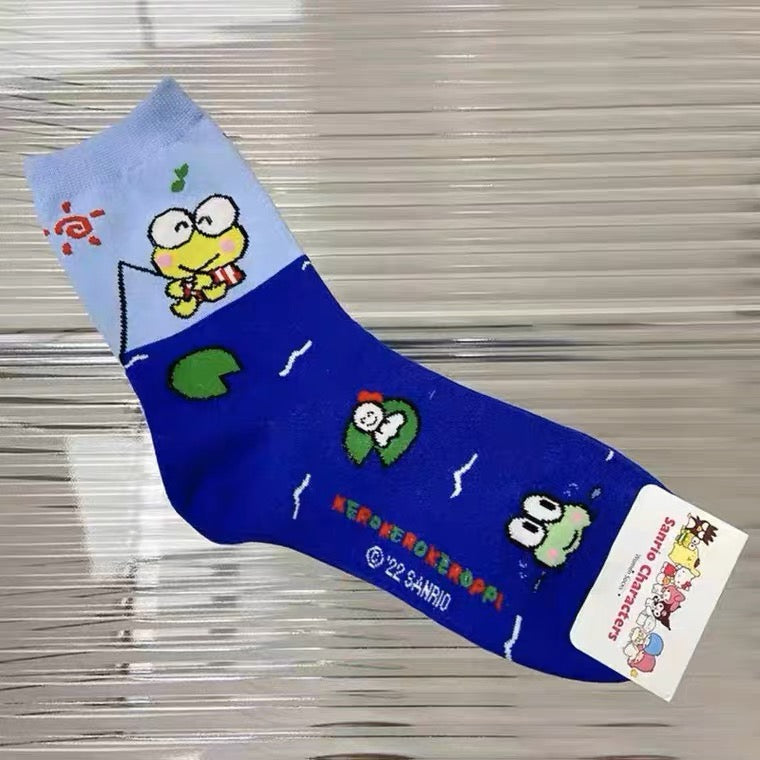 Sanrio Kawaii Colourful Cotton Socks | Hello Kitty My Melody Kuromi Cinnamoroll Pompompurin Keroppi Bad Badtz Maru - Short Boot Socks KawaiiGiftLand