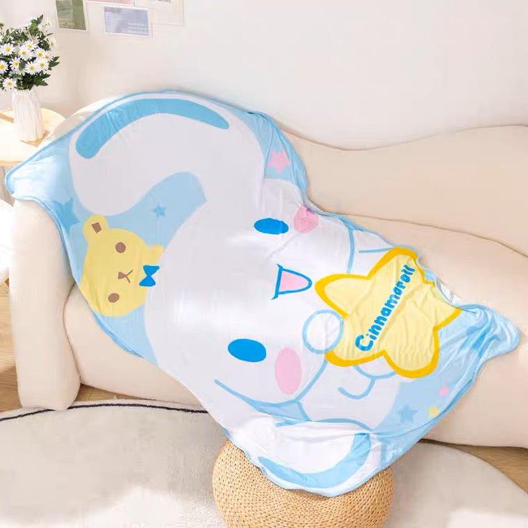 Sanrio Summer Cool Feeling & Felt Blanket | My Melody Kuromi Cinnamoroll Pompompurin - 145x90cm KawaiiGiftLand