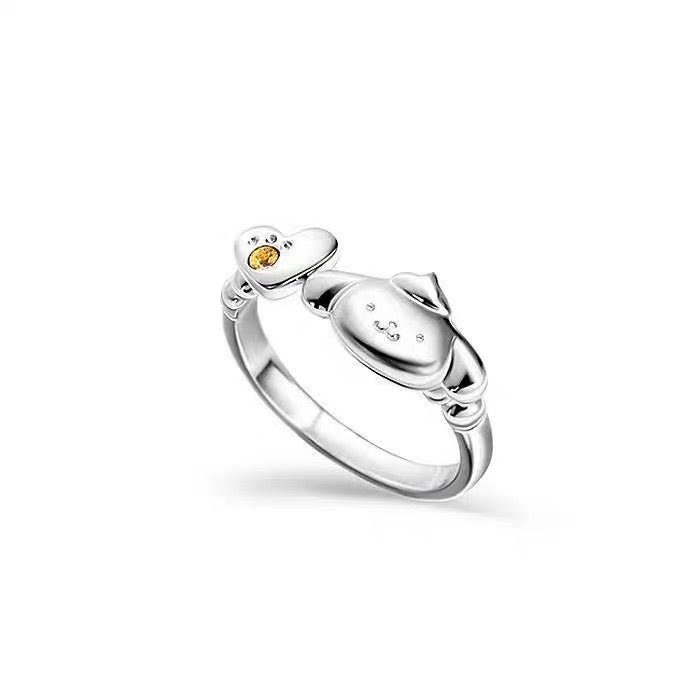 Sanrio Pompompurin 925 Sterling Silver Ring Gold & Silver with Ring Box KawaiiGiftLand