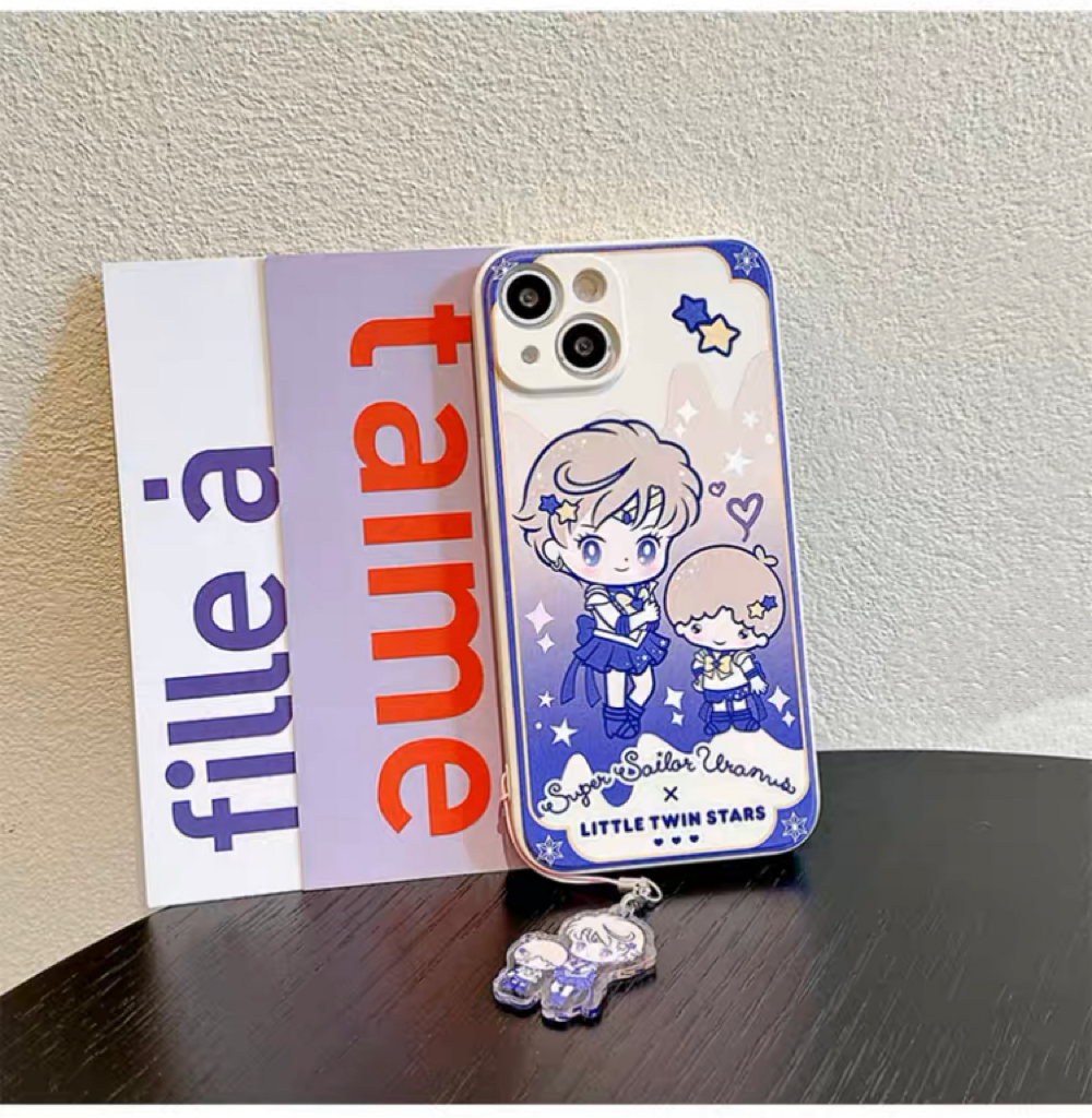White Japanese Cartoon Sailor Girl X Little Twin Stars Piano PC iPhone Case 6 7 8 PLUS SE2 XS XR X 11 12 13 14 15 16 Pro Promax 12mini 13mini KawaiiGiftLand