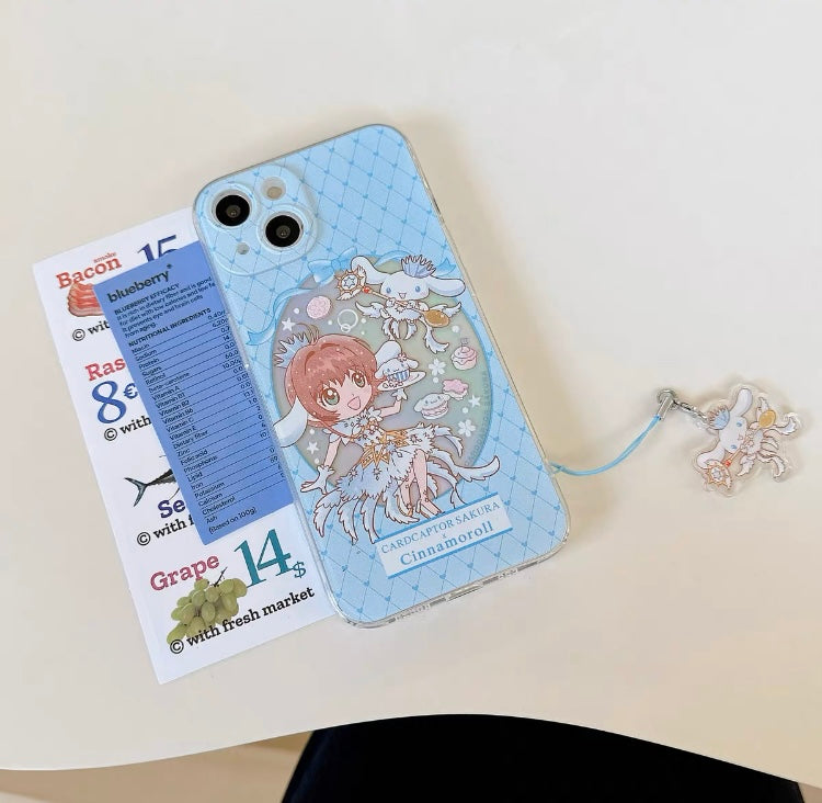 Japanese Cartoon CardCaptorSakura Cafe Maid Laser Version with KU CN PN iPhone Case 6 7 8 PLUS SE2 XS XR X 11 12 13 14 15 16 Pro Promax 12mini 13mini KawaiiGiftLand