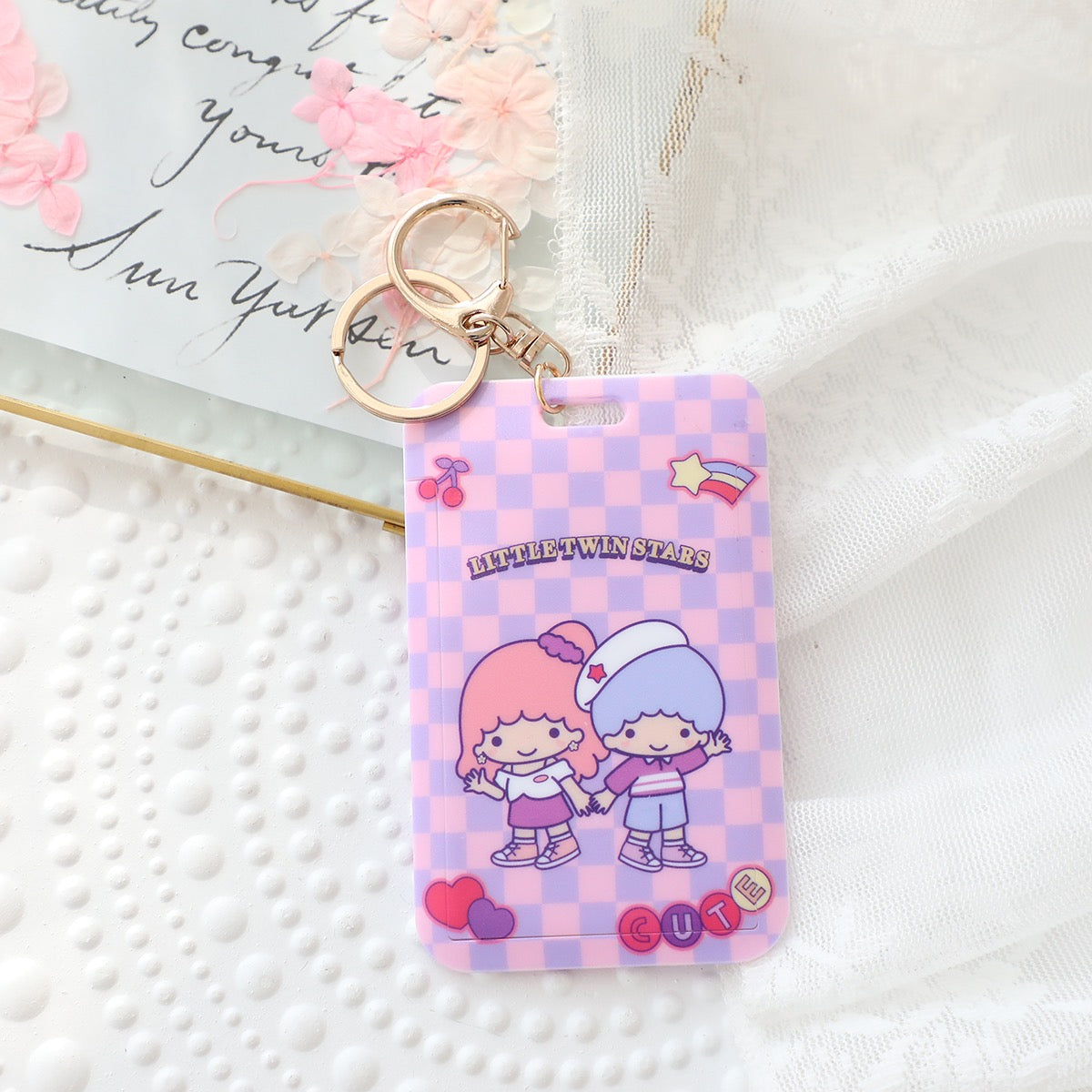 Sanrio Hello Kitty My Melody Kuromi Little Twin Stars Cinnamoroll Pompompurin Pochacco Card Badge Holder with Keychain KawaiiGiftLand