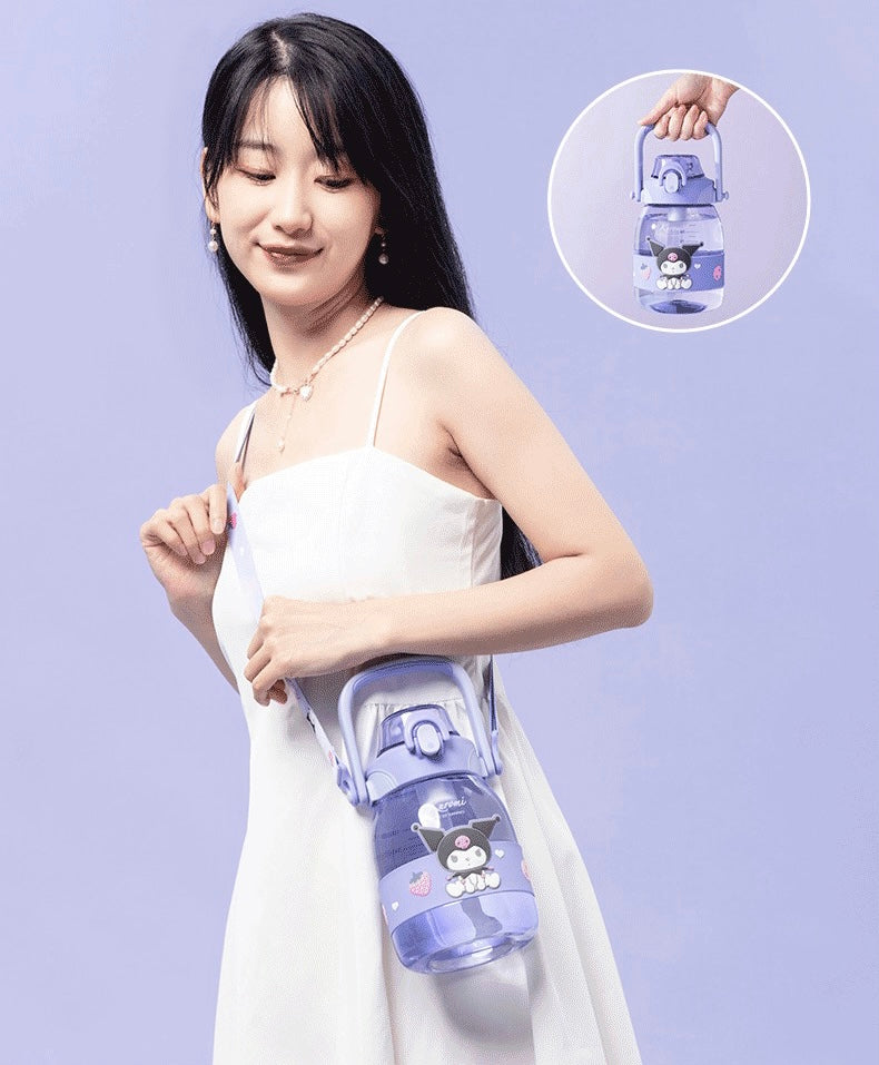 Sanrio 1200ml Big Water Bottle with Straw My Melody Kuromi Cinnamoroll Pochacco - for Cool Water KawaiiGiftLand