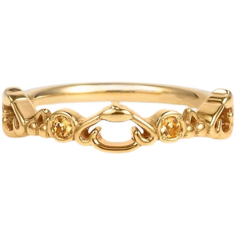 Sanrio Pompompurin with Yellow Stone 925 Sterling Golden Ring with Ring Box KawaiiGiftLand