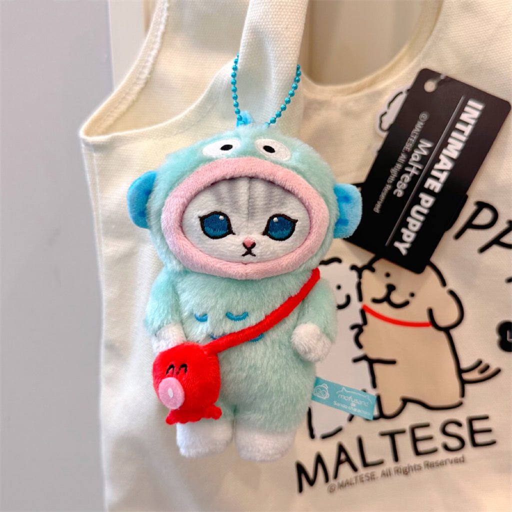 Japan Artist Mofusand x Sanrio Cat Neko Crossover Hangyodon - 12cm 15cm 20cm Mascot Plush Doll Big Keychain KawaiiGiftLand