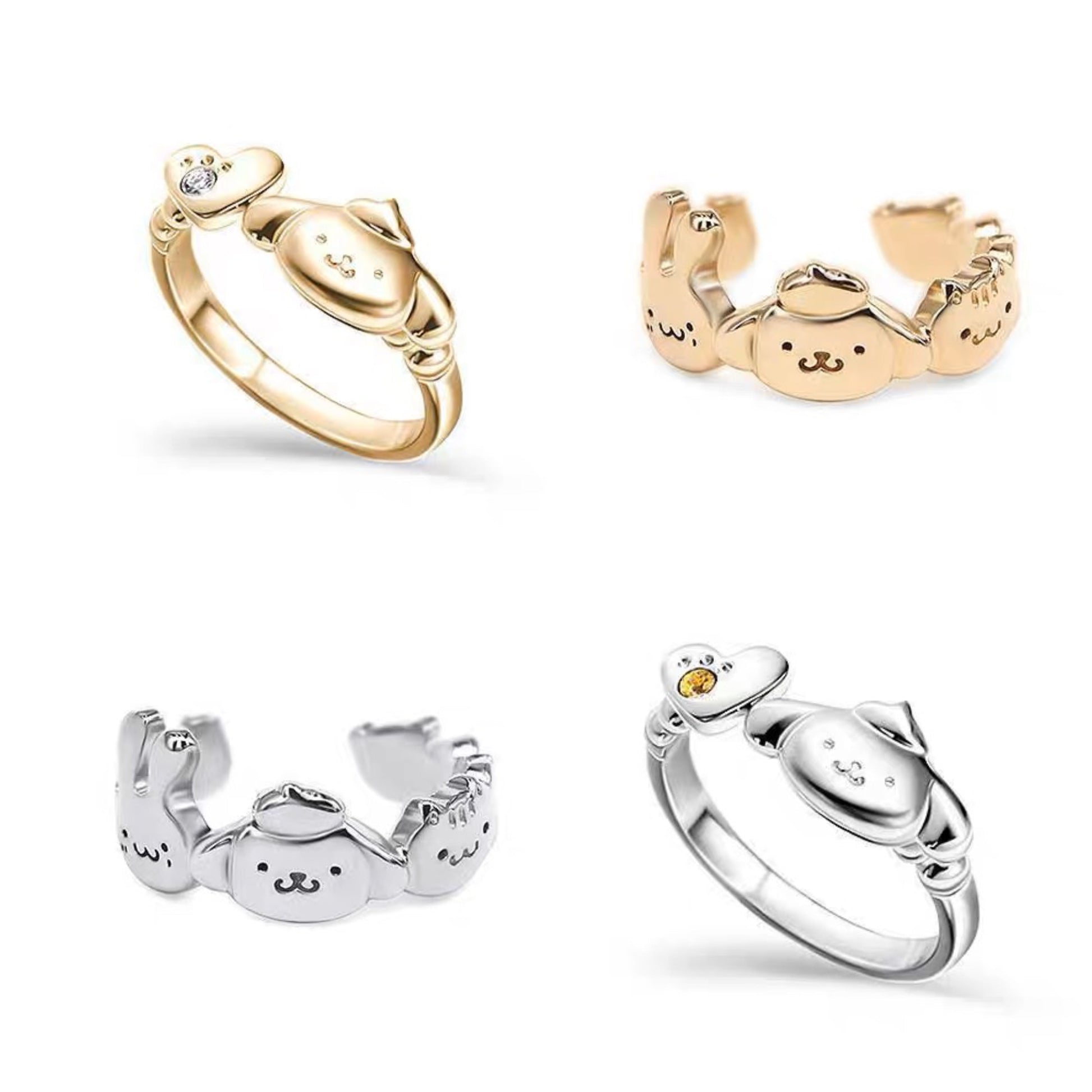 Sanrio Pompompurin 925 Sterling Silver Ring Gold & Silver with Ring Box KawaiiGiftLand