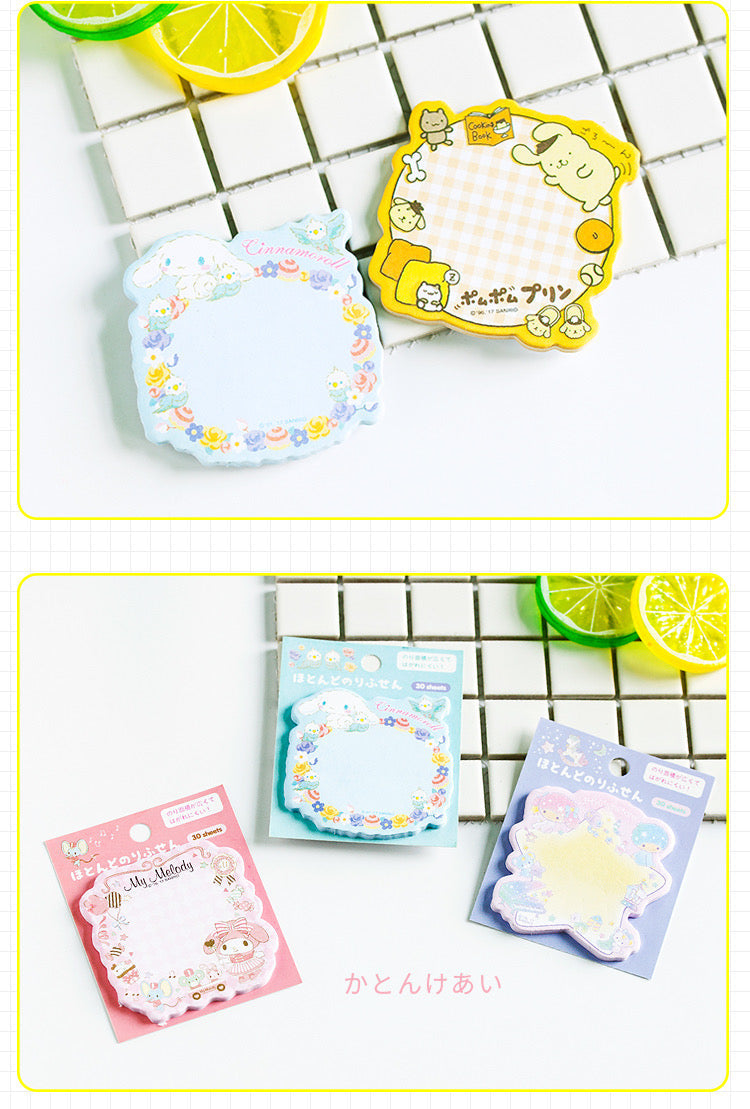 Sanrio Japan Mini Memo Pad Part 1 | My Melody Little Twin Stars Cinnamoroll Pompompurin Gudetama - 30Sheets KawaiiGiftLand