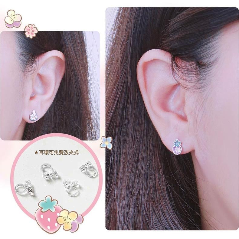 Sanrio My Melody with Strawberry 45th Annversary 925 Earrings Rosegold Silver with Box KawaiiGiftLand