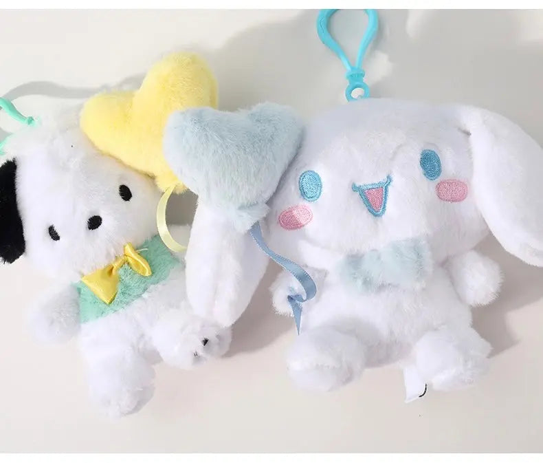 Sanrio Characters with Balloon Plush Doll Keychain | Hello Kitty My Melody Kuromi Cinnamoroll Pompompurin Pochacco - KawaiiGiftLand