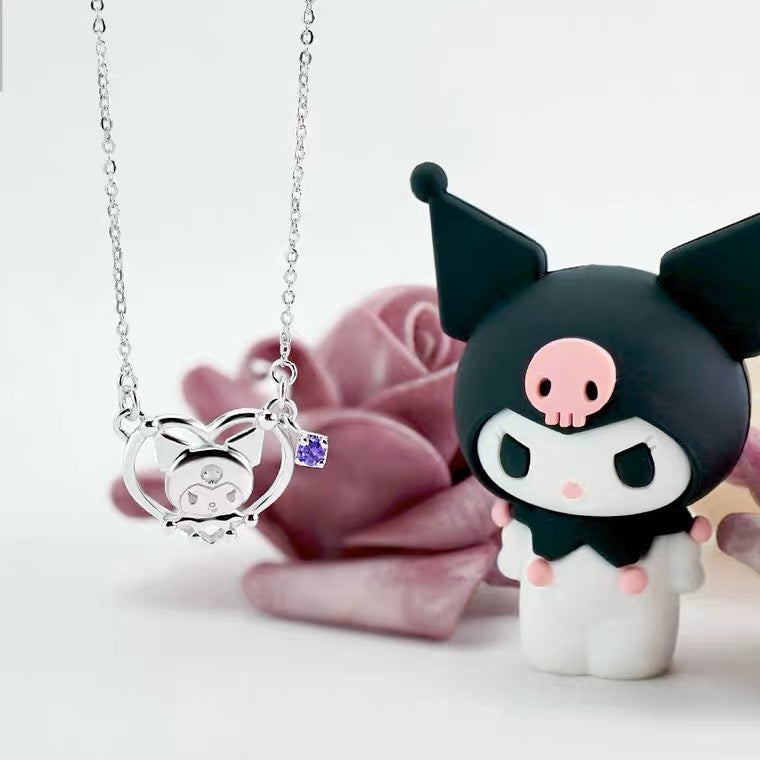 Sanrio Kuromi I.Love.Kuromi 925 Silver Necklace with Box KawaiiGiftLand