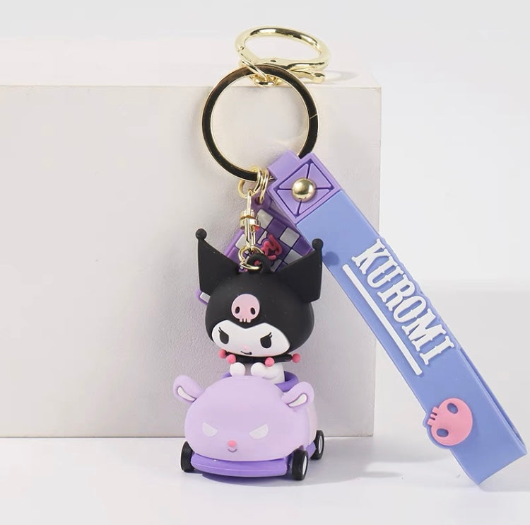 Sanrio Cute Racing Car Keychain - Hello Kitty My Melody Kuromi Cinnamoroll KawaiiGiftLand