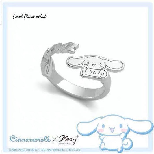 Sanrio Cinnamoroll 925 Sterling Silver & Gold Ring with Ring Box KawaiiGiftLand