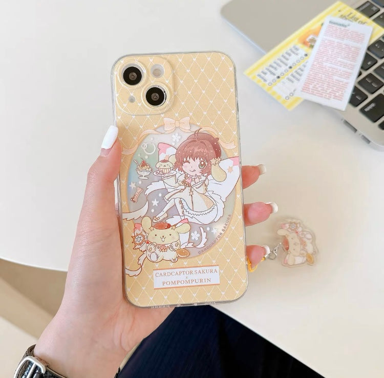 Japanese Cartoon CardCaptorSakura Cafe Maid Laser Version with KU CN PN iPhone Case 6 7 8 PLUS SE2 XS XR X 11 12 13 14 15 16 Pro Promax 12mini 13mini KawaiiGiftLand