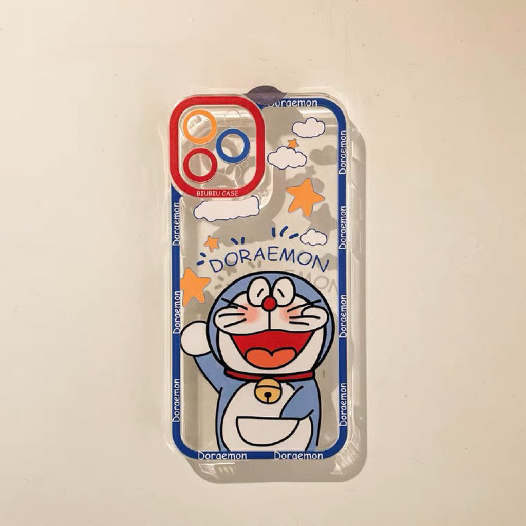 Japanese Cartoon Blue Robot Cat Doraemon Say Hi iPhone Case 6 7 8 PLUS SE2 XS XR X 11 12 13 14 15 16 Pro Promax 12mini 13mini KawaiiGiftLand