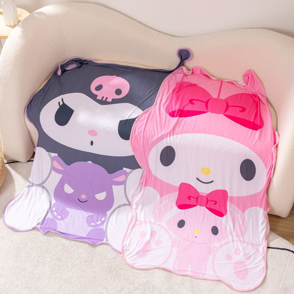 Sanrio Summer Cool Feeling & Felt Blanket | My Melody Kuromi Cinnamoroll Pompompurin - 145x90cm KawaiiGiftLand