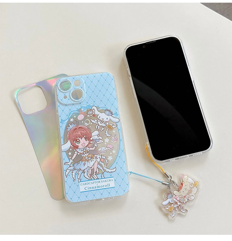 Japanese Cartoon CardCaptorSakura Cafe Maid Laser Version with KU CN PN iPhone Case 6 7 8 PLUS SE2 XS XR X 11 12 13 14 15 16 Pro Promax 12mini 13mini KawaiiGiftLand