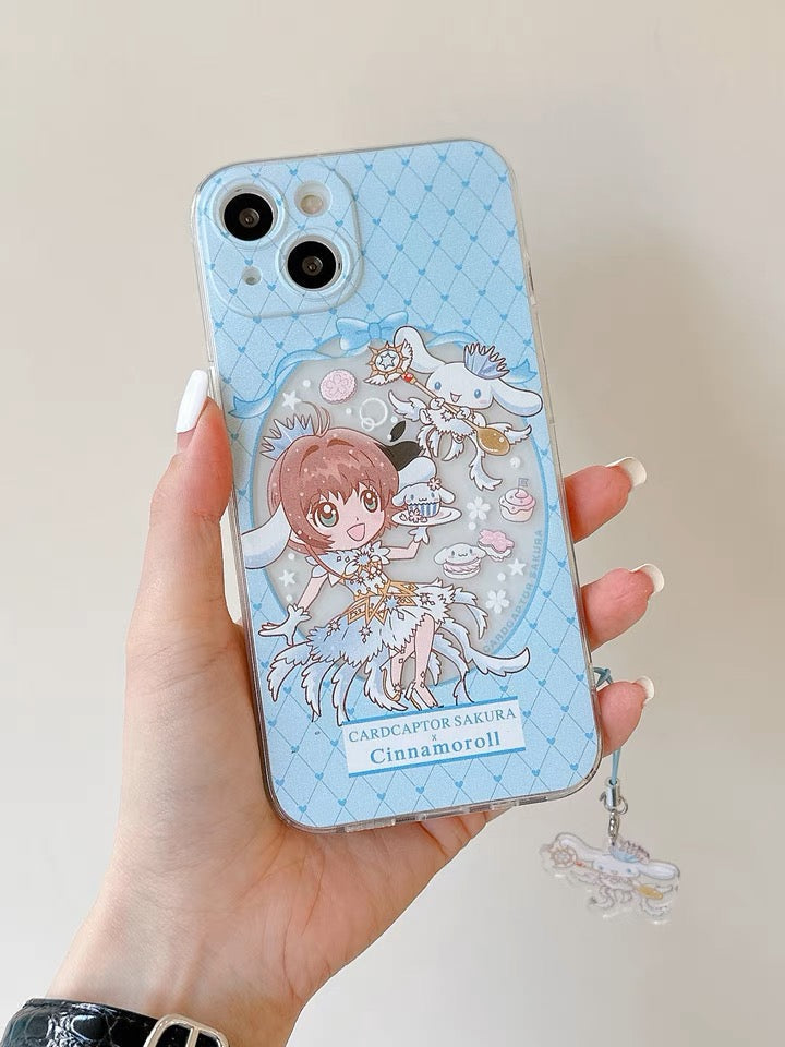 Japanese Cartoon CardCaptorSakura Cafe Maid Laser Version with KU CN PN iPhone Case 6 7 8 PLUS SE2 XS XR X 11 12 13 14 15 16 Pro Promax 12mini 13mini KawaiiGiftLand