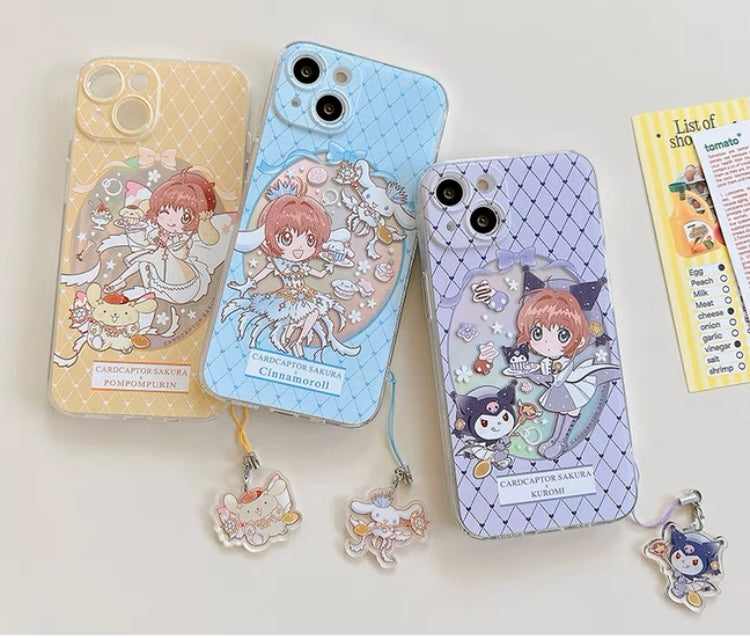 Japanese Cartoon CardCaptorSakura Cafe Maid Laser Version with KU CN PN iPhone Case 6 7 8 PLUS SE2 XS XR X 11 12 13 14 15 16 Pro Promax 12mini 13mini KawaiiGiftLand