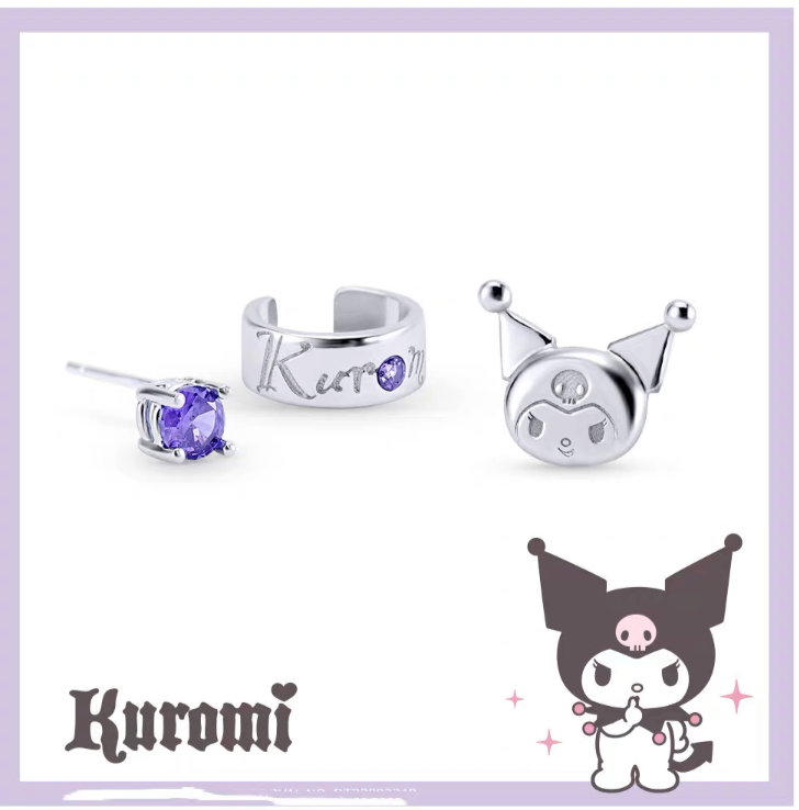 Sanrio Kuromi I.Love.Kuromi 925 Earrings Silver with Box KawaiiGiftLand