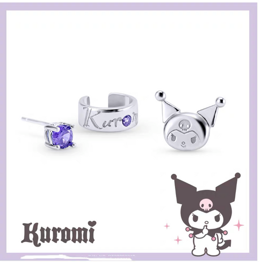 Sanrio Kuromi I.Love.Kuromi 925 Earrings Silver with Box KawaiiGiftLand