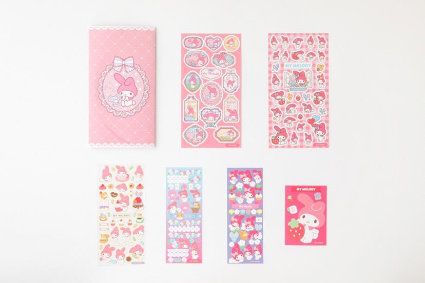 Sanrio Sticket Set | Hello Kitty My Melody Kuromi Cinnamoroll Pompompurin Pochacco - Set of 6pcs Stickers Children Gift KawaiiGiftLand