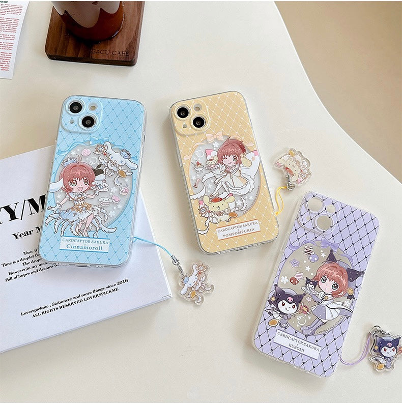 Japanese Cartoon CardCaptorSakura Cafe Maid Laser Version with KU CN PN iPhone Case 6 7 8 PLUS SE2 XS XR X 11 12 13 14 15 16 Pro Promax 12mini 13mini KawaiiGiftLand