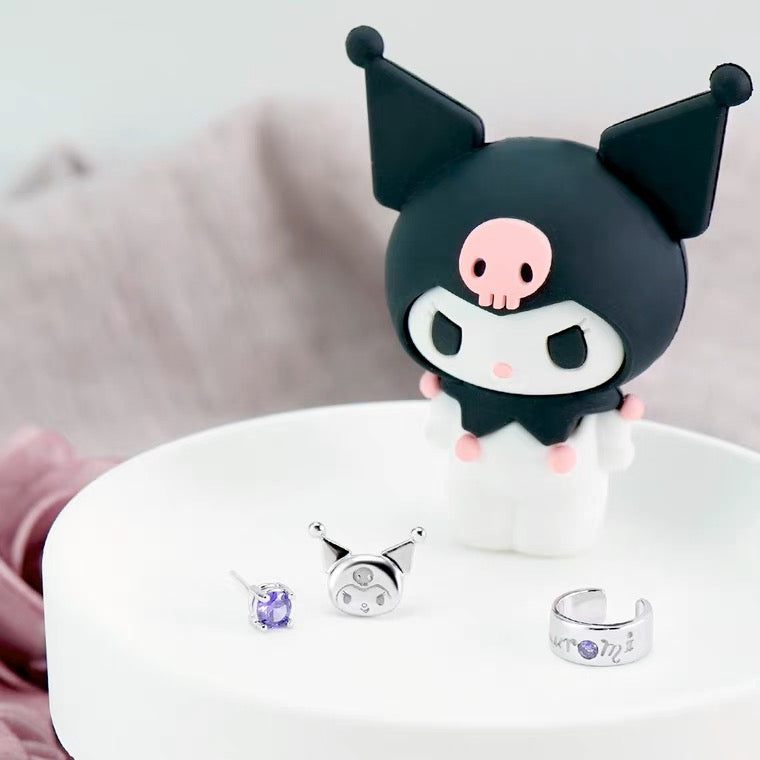 Sanrio Kuromi I.Love.Kuromi 925 Earrings Silver with Box KawaiiGiftLand