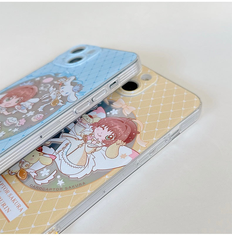 Japanese Cartoon CardCaptorSakura Cafe Maid Laser Version with KU CN PN iPhone Case 6 7 8 PLUS SE2 XS XR X 11 12 13 14 15 16 Pro Promax 12mini 13mini KawaiiGiftLand