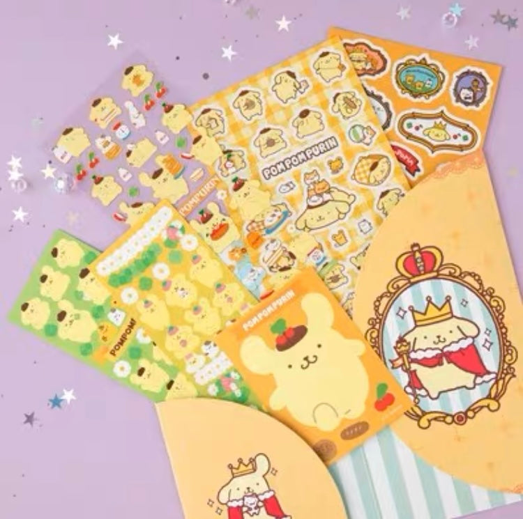Sanrio Sticket Set | Hello Kitty My Melody Kuromi Cinnamoroll Pompompurin Pochacco - Set of 6pcs Stickers Children Gift KawaiiGiftLand