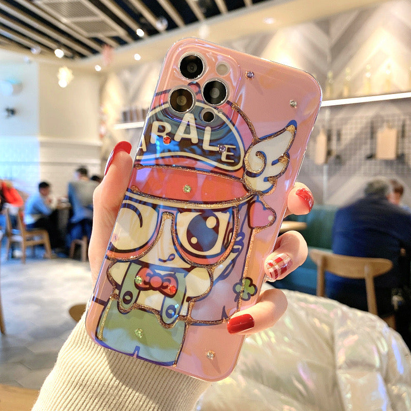 Japanese Cartoon Sailor Moon & Robot Girl Arale Blu Ray Bling Bling iPhone Case 15 14 13 12 11 7 8 Max Plus mini KawaiiGiftLand