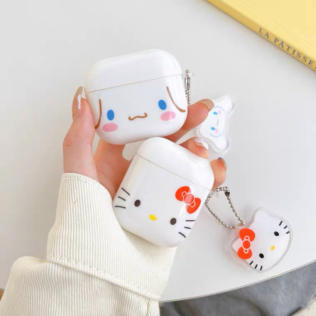 Japanese Cartoon Hello Kitty Cinnamoroll Simple Big Head AirPods AirPodsPro AirPods3 Case KawaiiGiftLand
