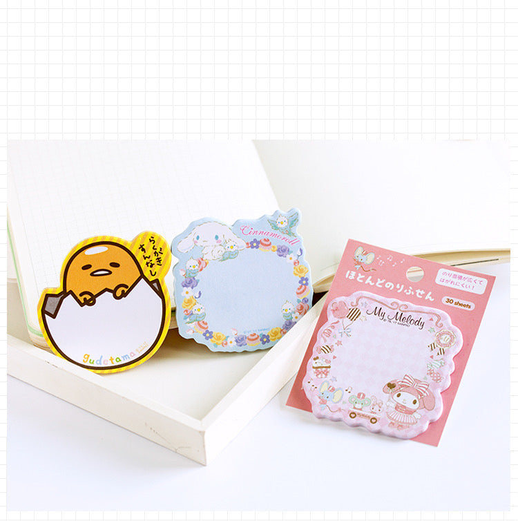 Sanrio Japan Mini Memo Pad Part 1 | My Melody Little Twin Stars Cinnamoroll Pompompurin Gudetama - 30Sheets KawaiiGiftLand