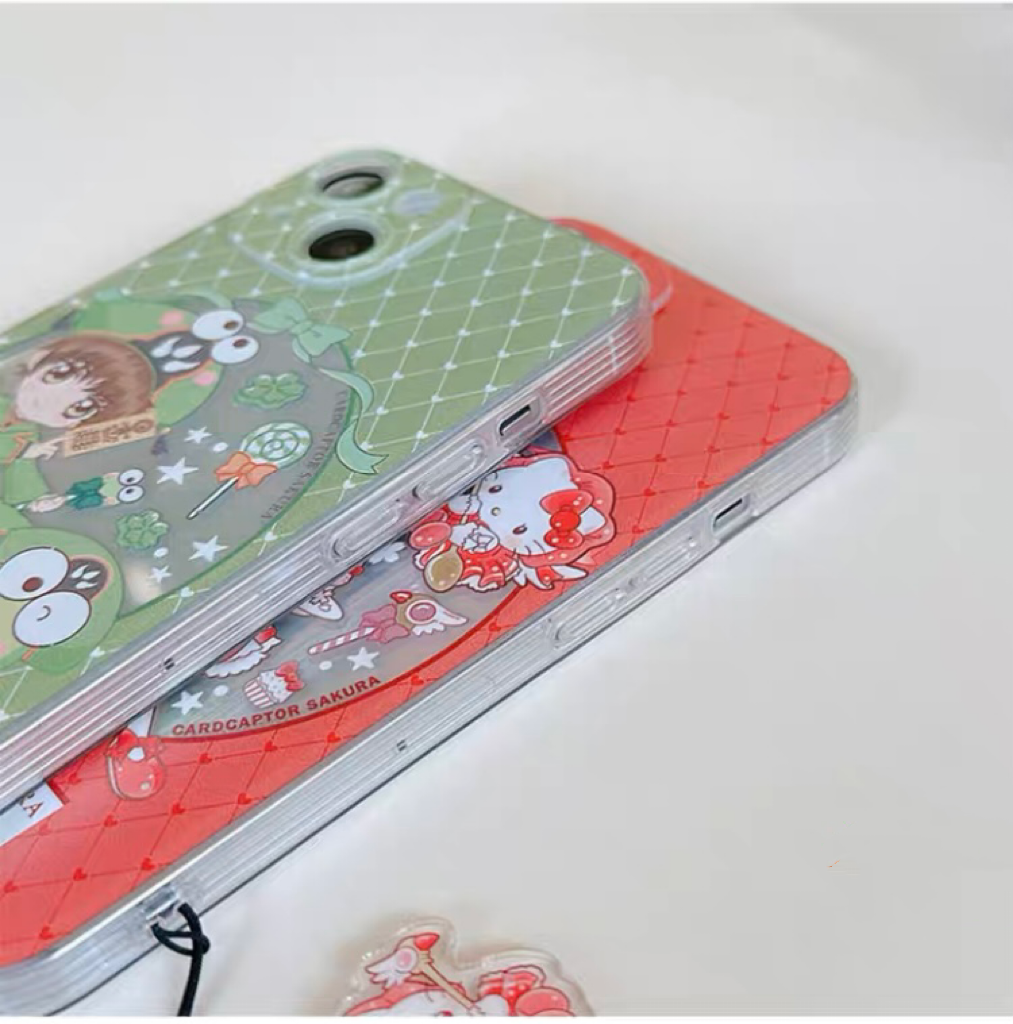 Japanese Cartoon CardCaptorSakura Cafe Maid Laser Version with KT MM KP iPhone Case 6 7 8 PLUS SE2 XS XR X 11 12 13 14 15 Pro Promax 12mini 13mini KawaiiGiftLand