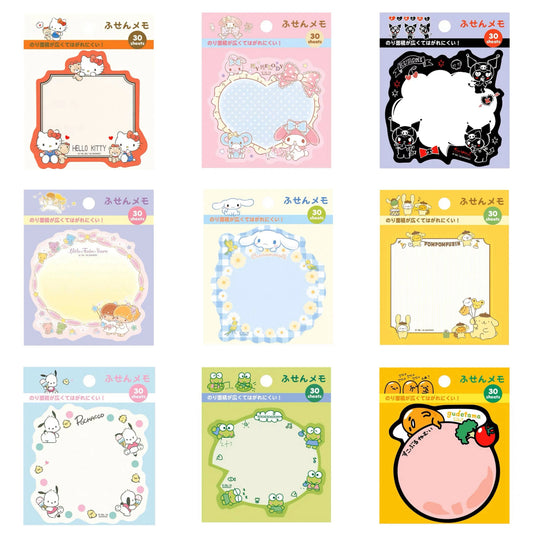Sanrio Japan Mini Memo Pad | Hello Kitty My Melody Kuromi Little Twin Stars Cinnamoroll Pompompurin Pochacco Keroppi Gudetama - 30Sheets